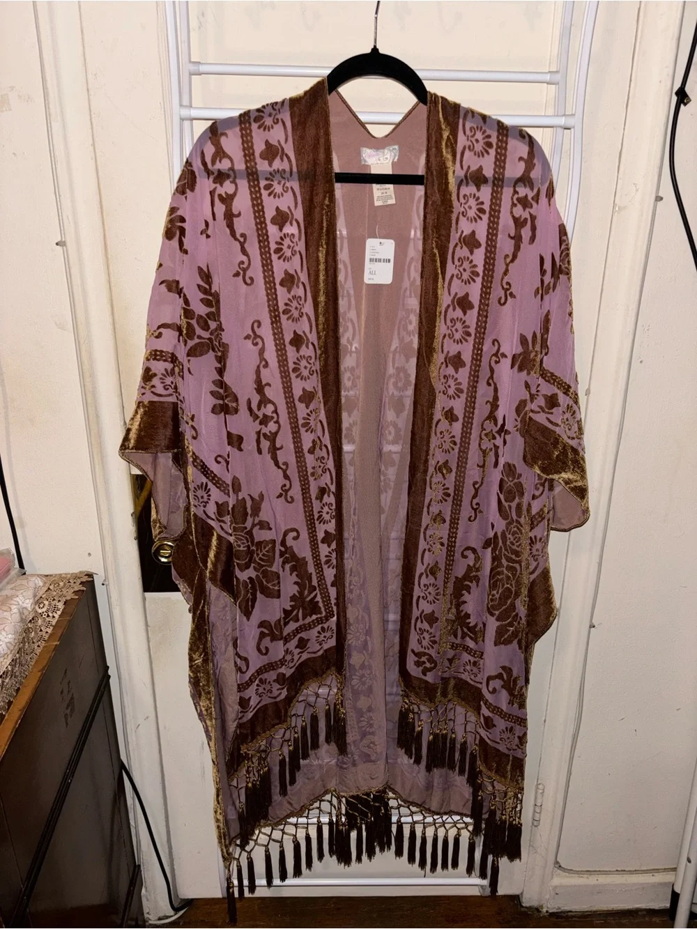 Free People Nightbird Velvet Burnout Kimono One Size Festival Boho Hippie Fairy